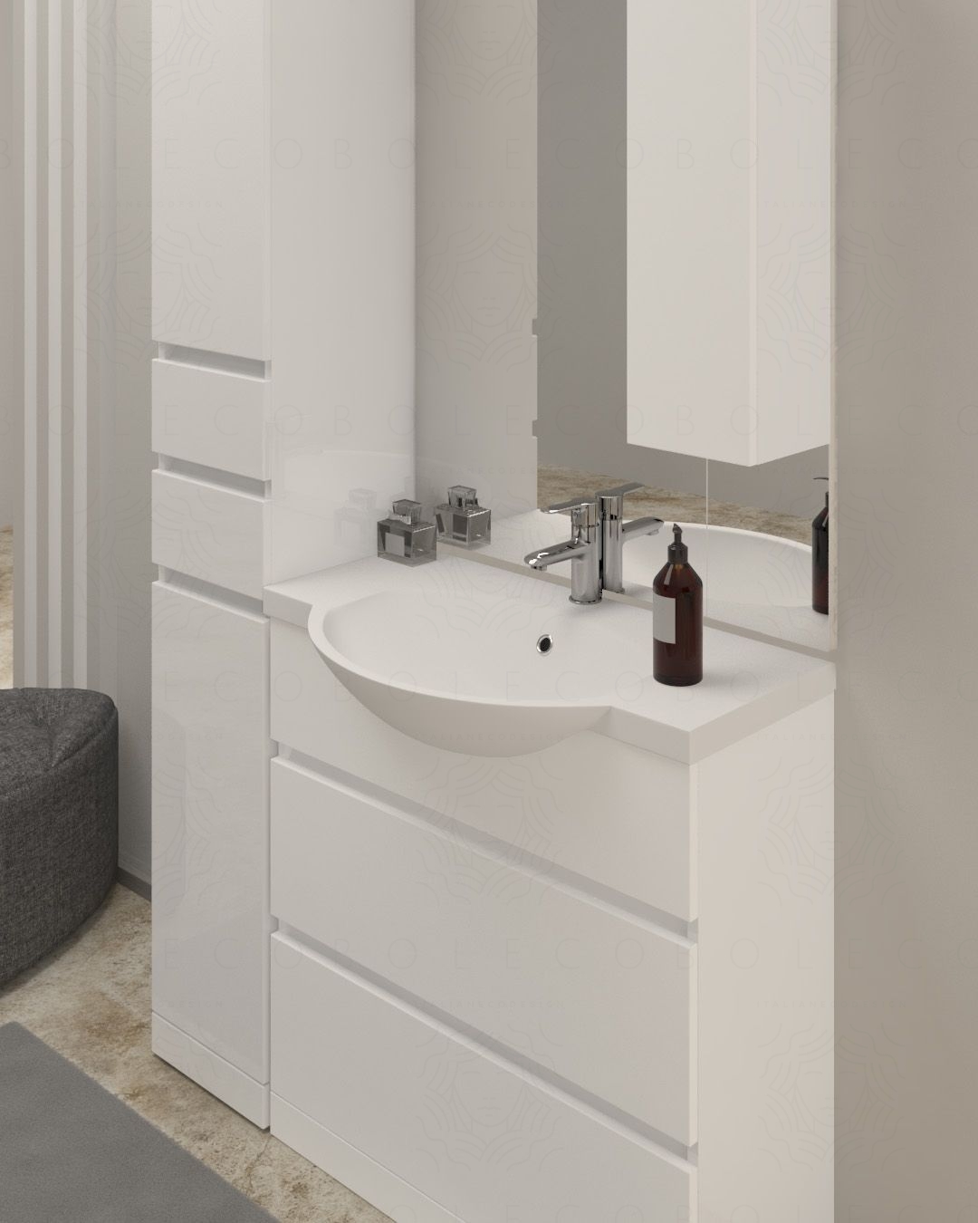 mobile bagno a terra 110 cm