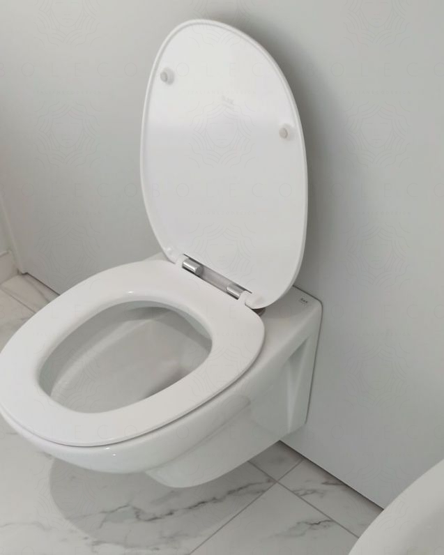 Vaso sospeso in ceramica Morning, copriwater soft-close compreso