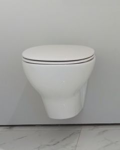 Vaso sospeso in ceramica Morning, copriwater soft-close compreso