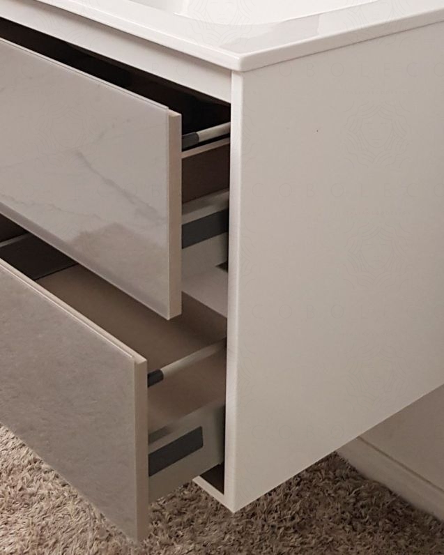 Mobile bagno sospeso Alaska con frontali in vetro, cm.120 e Mobile bagno sospeso Alaska con frontali in vetro, cm.120 e