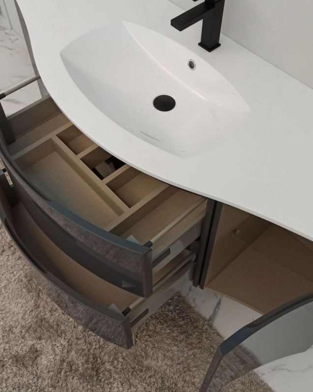 Mobile bagno sospeso Greta, curvo, cm.138 Mobile bagno sospeso Greta, curvo, cm.138