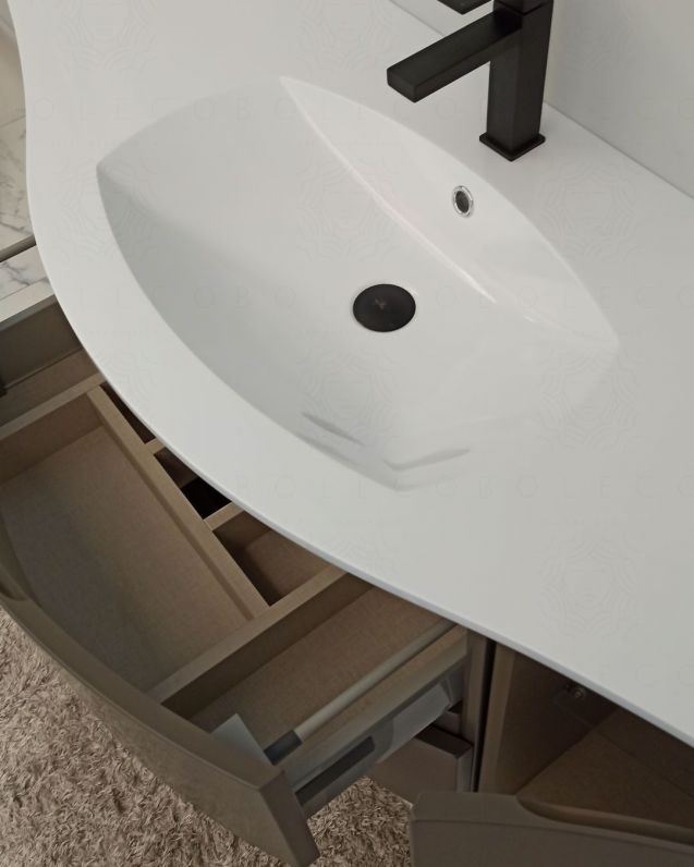 Mobile bagno sospeso Greta, curvo, cm.138