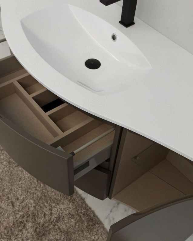 Mobile bagno sospeso Greta, curvo, cm.138 Mobile bagno sospeso Greta, curvo, cm.138