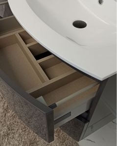 Mobile bagno sospeso Greta, curvo, doppio lavabo cm.138 con