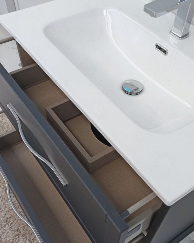 Mobile bagno sospeso Alba con lavabo in ceramica, cm.74 Mobile bagno sospeso Alba con lavabo in ceramica, cm.74