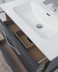 Mobile bagno sospeso Alba con lavabo in ceramica, cm.74