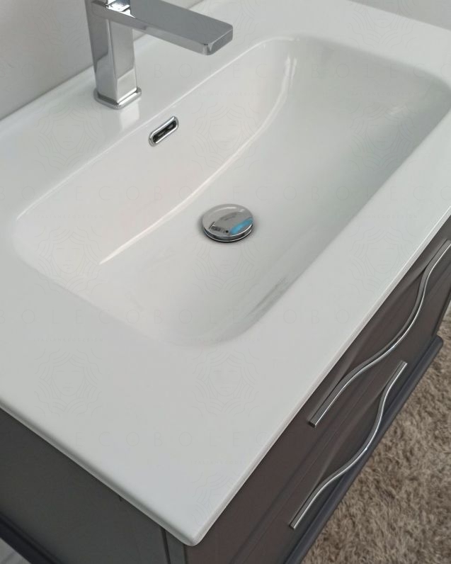 Mobile bagno sospeso Alba con lavabo in ceramica, cm.74