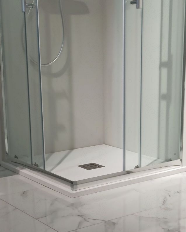 Piatto doccia quadrato bianco opaco, in mineralmarmo, cm.90x90