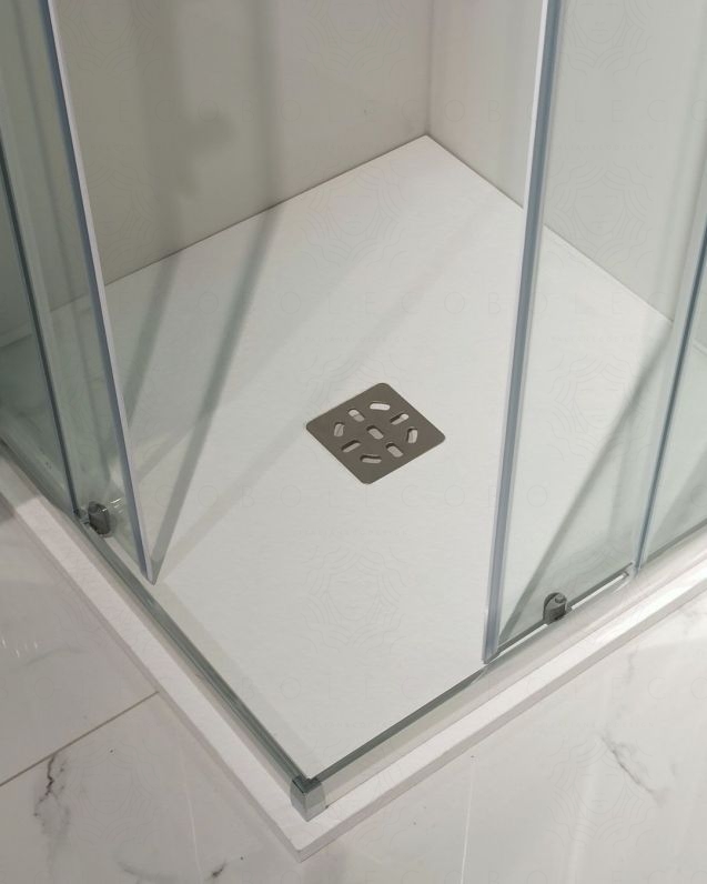 Piatto doccia quadrato bianco opaco, in mineralmarmo, cm.90x90