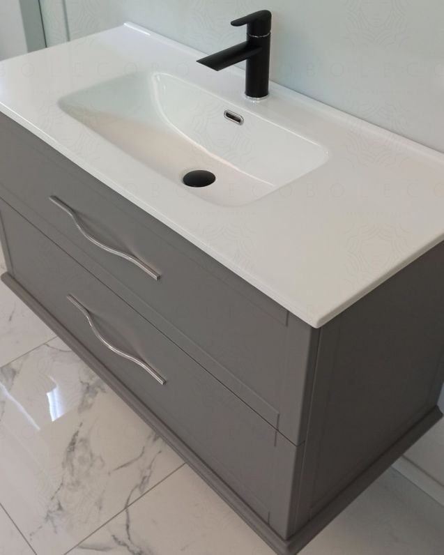 Mobile bagno sospeso Alba con lavabo in ceramica, cm.100
