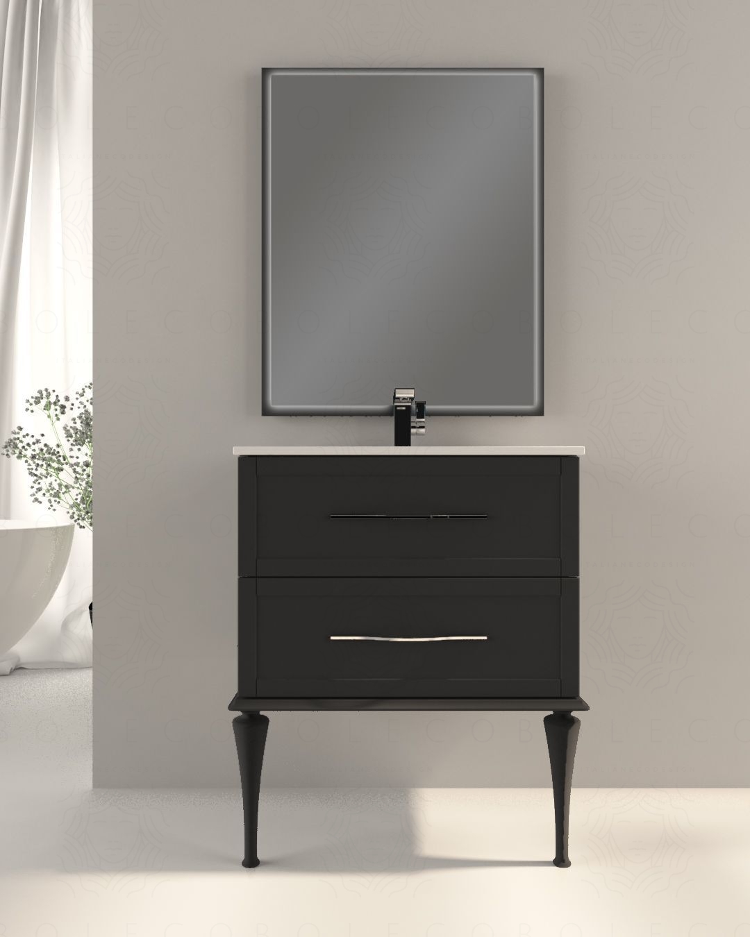 Mobile bagno sospeso Alba con lavabo in ceramica, 74 cm Mobile bagno sospeso Alba con lavabo in ceramica, 74 cm