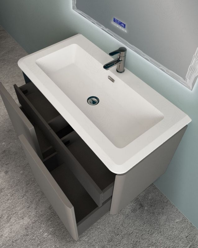 Mobile bagno sospeso Zoe 120 cm completo di specchio led