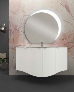 Mobile da bagno sospeso curvo 138 cm con ante - Luna