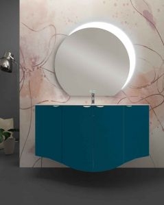 Mobile da bagno sospeso curvo 138 cm con ante - Luna