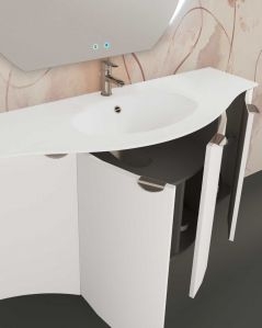 Mobile da bagno sospeso curvo 138 cm con ante - Luna