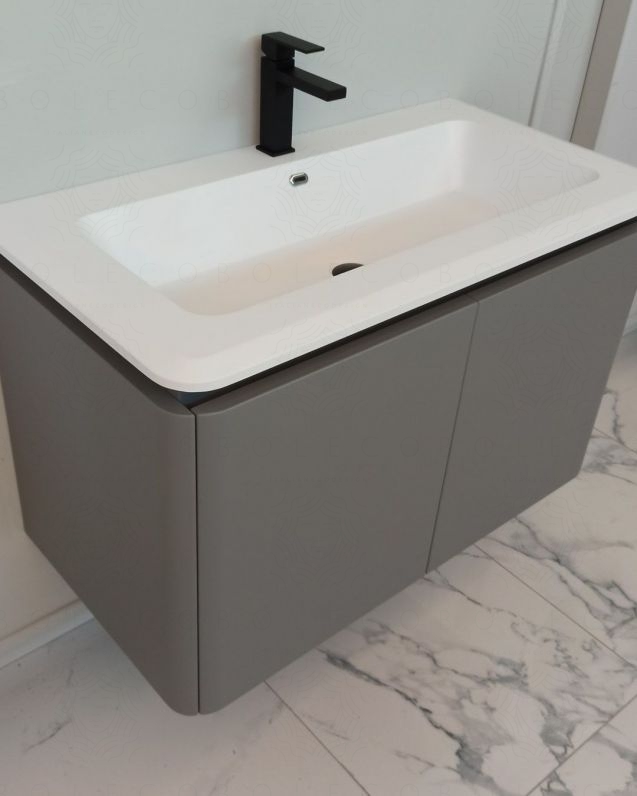 Mobile bagno sospeso 94 cm con cassetti e lavabo in resina -