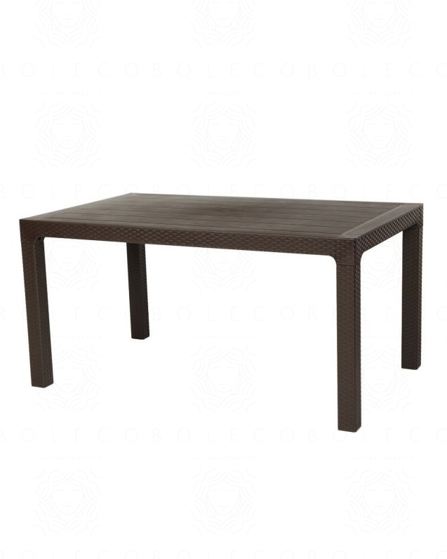 Tavolo rettangolare in resina 150x90 marrone da esterno con sei