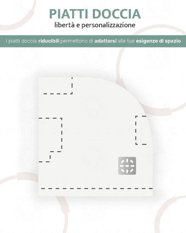 Piatto doccia circolare bianco opaco, in mineralmarmo, cm.80x80