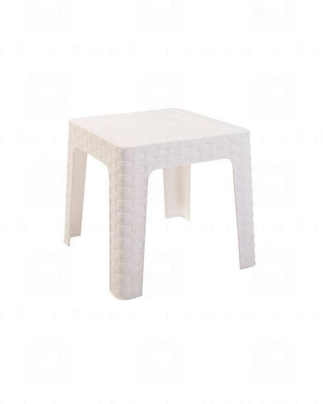 Tavolino quadrato in resina 42x42 bianco da esterno - Milena