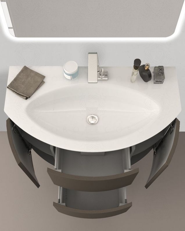 Mobile bagno sospeso Ludovica cm 90 con ante, cassetti e lavabo