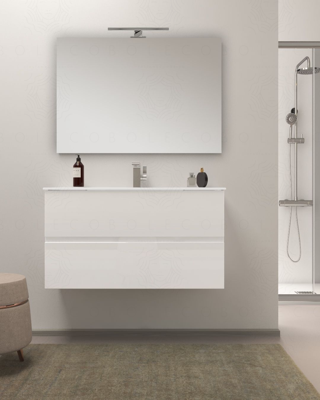 Mobile bagno sospeso Perla cm.100, profondita ridotta Mobile bagno sospeso Perla cm.100, profondita ridotta
