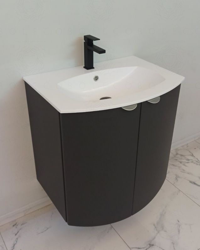 Mobile da bagno sospeso curvo 69 cm con ante - Luna Mobile da bagno sospeso curvo 69 cm con ante - Luna