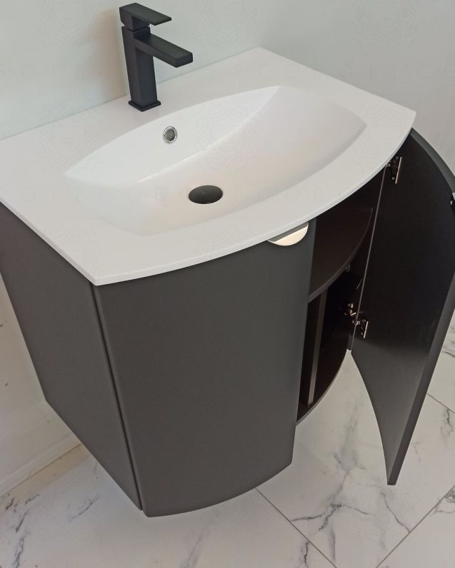 Mobile da bagno sospeso curvo 69 cm con ante - Luna Mobile da bagno sospeso curvo 69 cm con ante - Luna