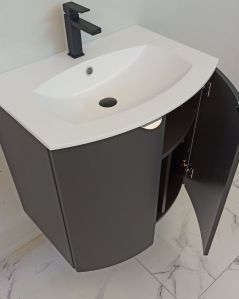 Mobile da bagno sospeso curvo 69 cm con ante - Luna