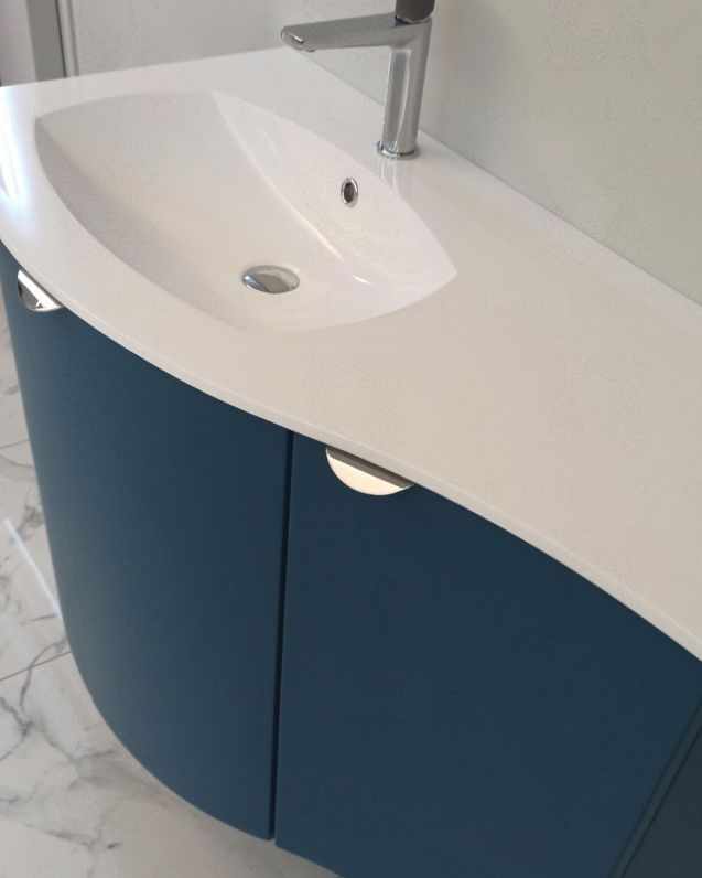 Mobile da bagno sospeso curvo 104 cm con ante - Luna