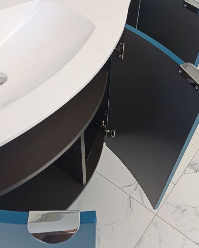 Mobile da bagno sospeso curvo 104 cm con ante - Luna Mobile da bagno sospeso curvo 104 cm con ante - Luna