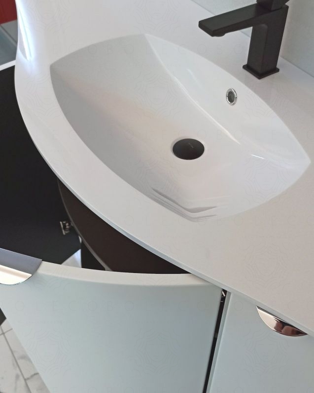 Mobile da bagno sospeso curvo 138 cm con ante - Luna