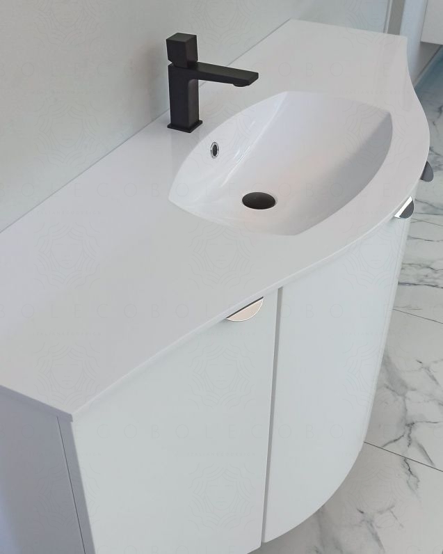 Mobile da bagno sospeso curvo 138 cm con ante - Luna