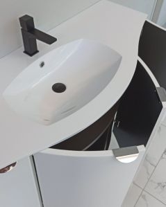 Mobile da bagno sospeso curvo 138 cm con ante - Luna