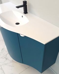 Mobile da bagno sospeso curvo 138 cm con ante - Luna