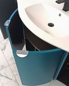 Mobile da bagno sospeso curvo 138 cm con ante - Luna