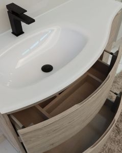 Mobile bagno sospeso curvo 105 cm con lavabo in vetro – Greta