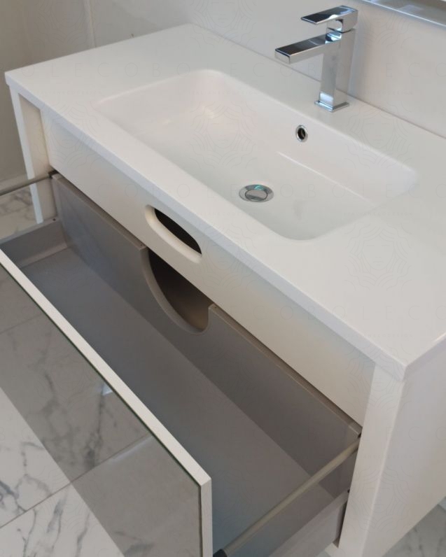 Mobile bagno Ginevra 100 cm bianco opaco con frontale in vetro Mobile bagno Ginevra 100 cm bianco opaco con frontale in vetro