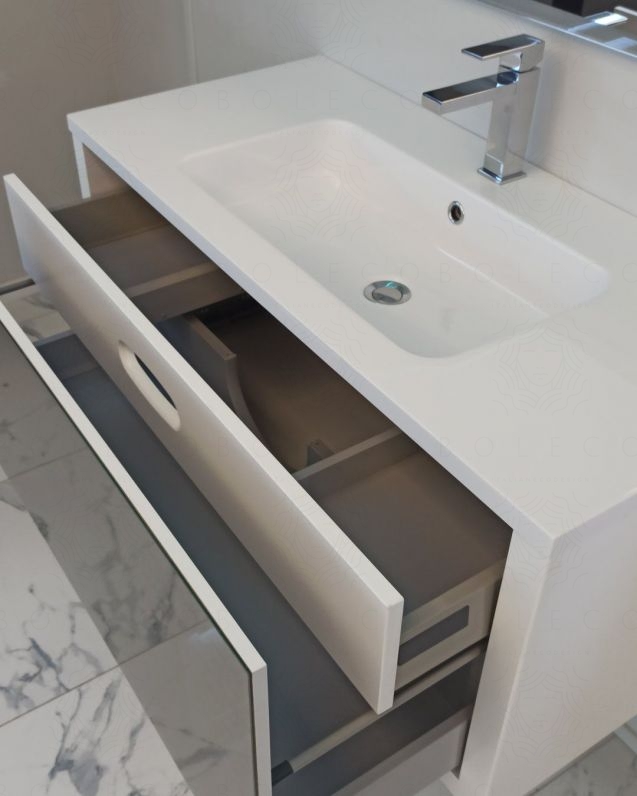 Mobile bagno Ginevra 100 cm bianco opaco con frontale in vetro Mobile bagno Ginevra 100 cm bianco opaco con frontale in vetro