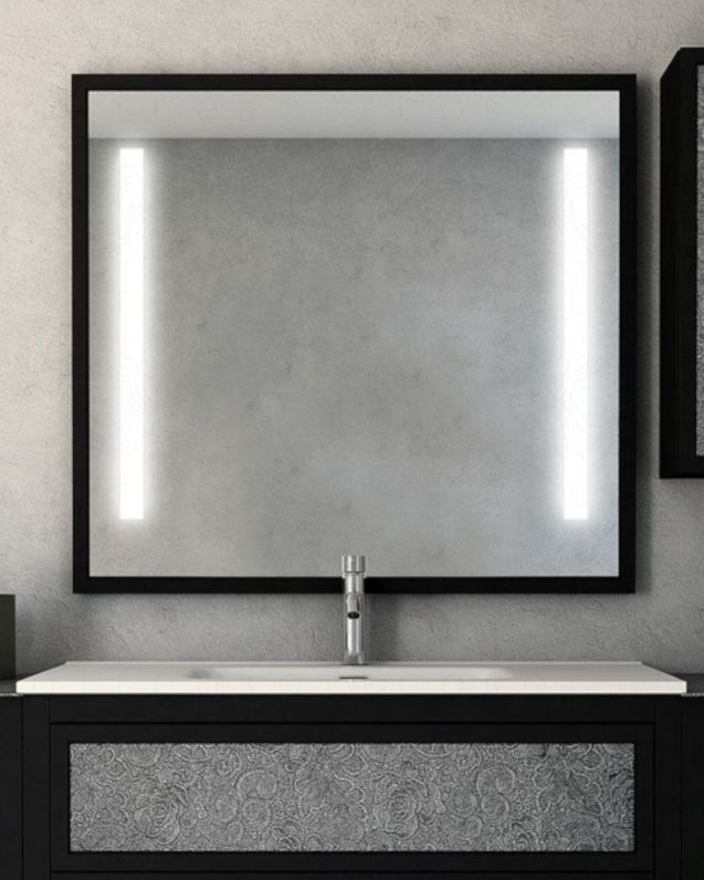 Specchio led nero opaco con anti-appannamento - cm 98x90