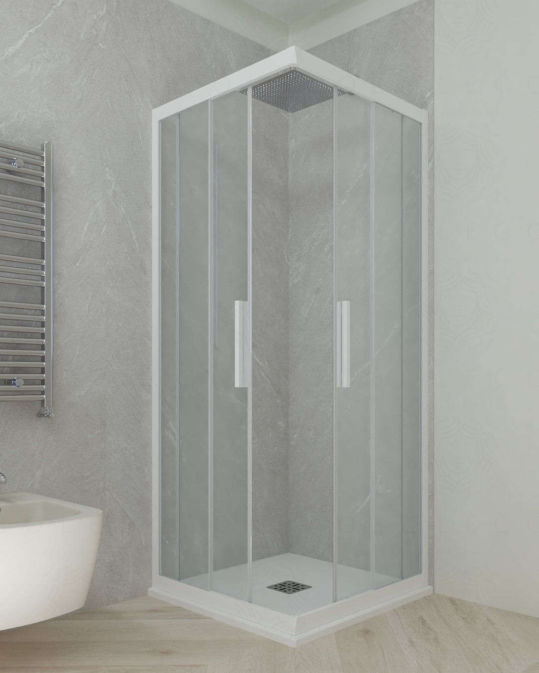 Box doccia quadrato 80x80 cristallo temperato 6 mm - bianco Box doccia quadrato 80x80 cristallo temperato 6 mm - bianco
