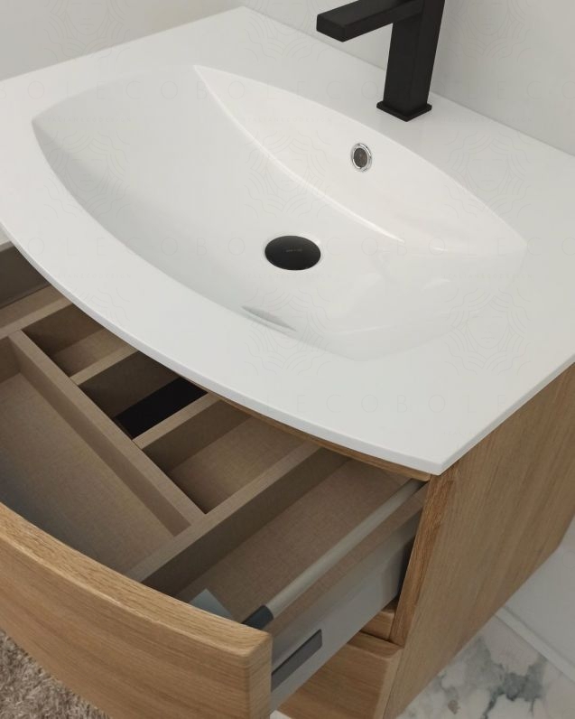 Mobile bagno sospeso 70 cm Greta con lavabo in resina