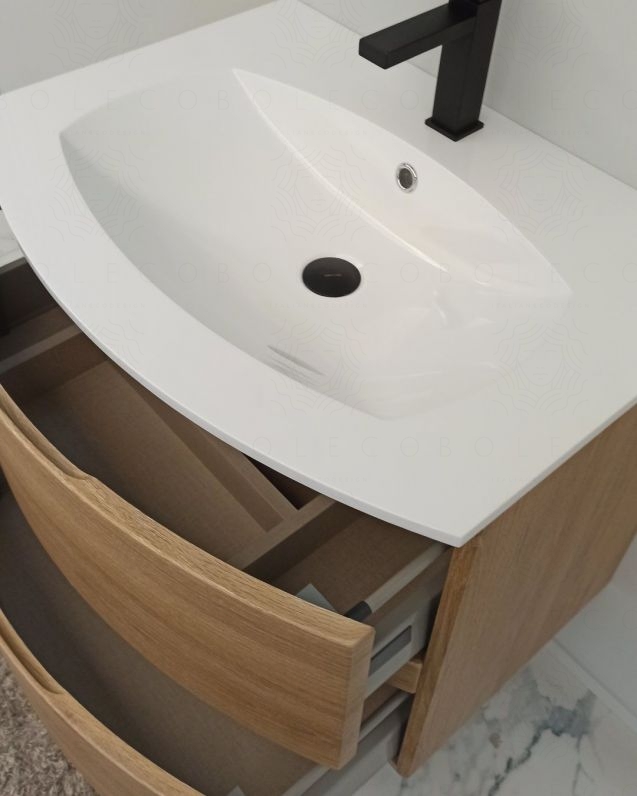 Mobile bagno sospeso 70 cm Greta con lavabo in resina