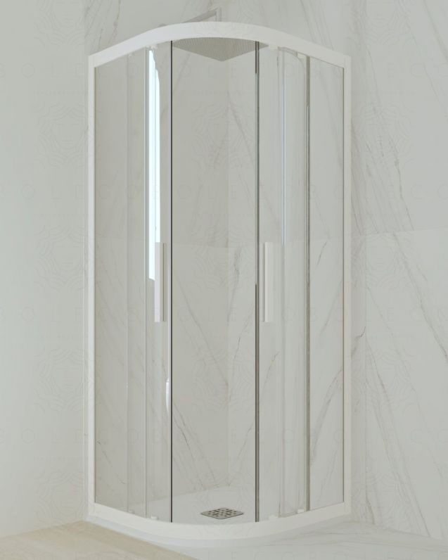 Box doccia 80x80 cm semicircolare bianco opaco - vetro temperato