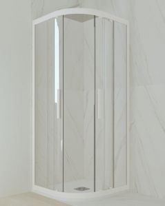 Box doccia 90x90 cm semicircolare bianco opaco - vetro temperato