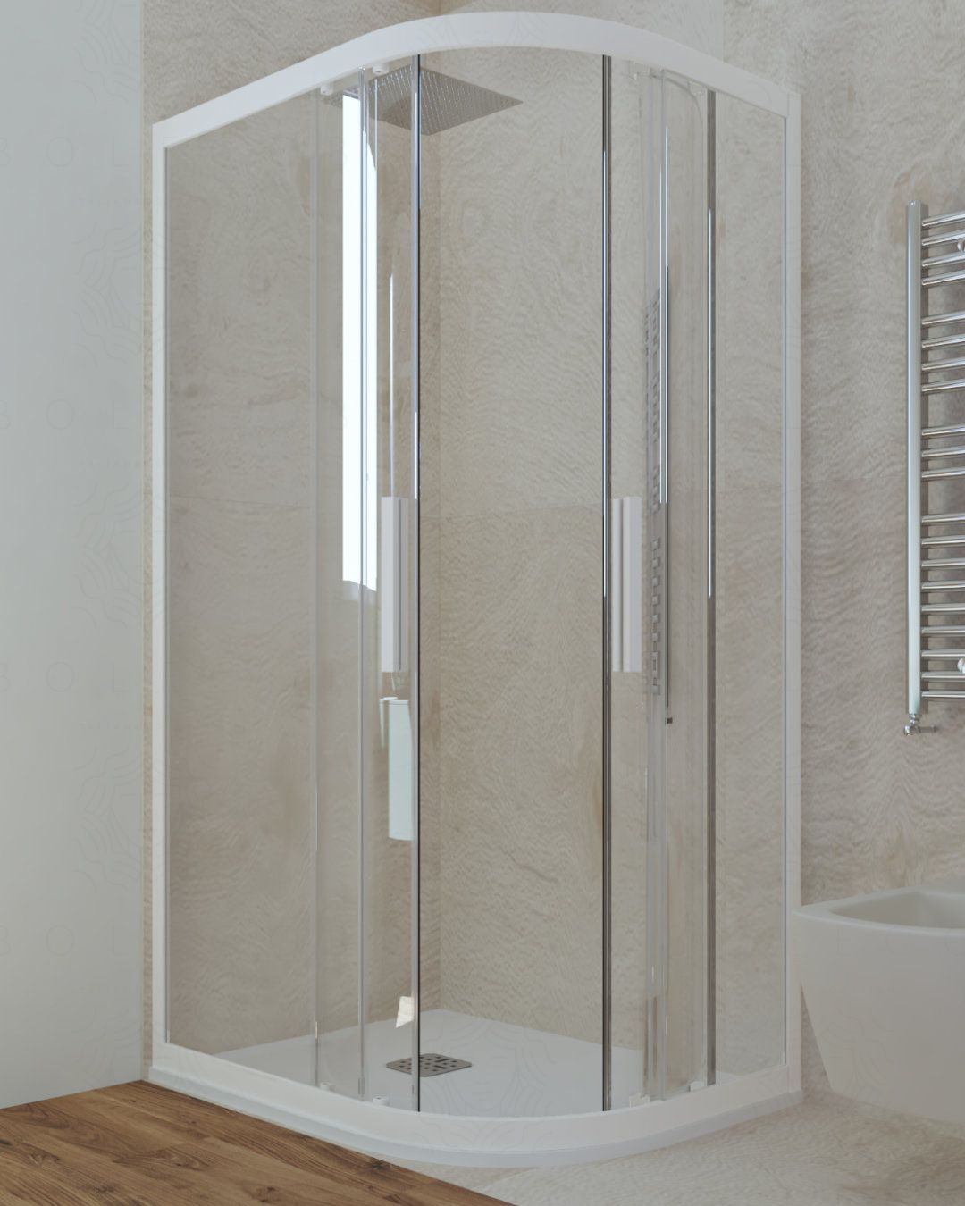 Box doccia 75x90 cm semicircolare bianco opaco - vetro temperato Box doccia 75x90 cm semicircolare bianco opaco - vetro temperato