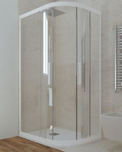 Box doccia 75x90 cm semicircolare bianco opaco - vetro temperato