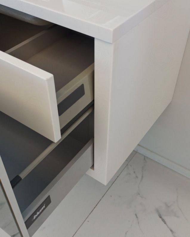 Mobile bagno Ginevra 100 cm bianco opaco con frontale in vetro Mobile bagno Ginevra 100 cm bianco opaco con frontale in vetro