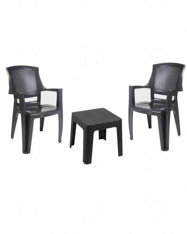 Set 2 sedie Fiore con tavolino 42x42 cm - antracite