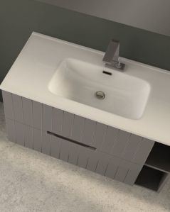 Mobile bagno sospeso 100 cm grigio medio e lavabo in ceramica -