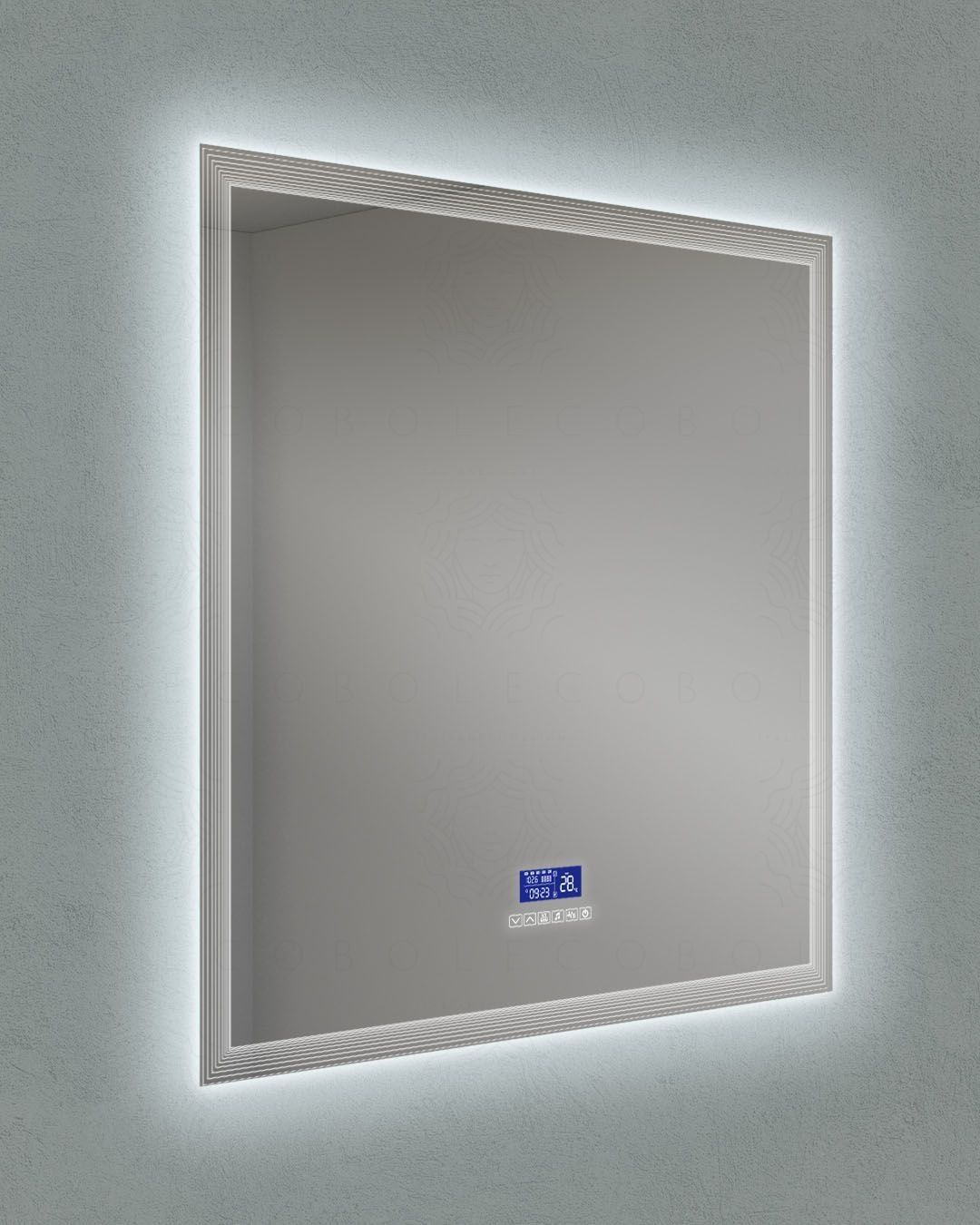 Specchio led con radio e display multifunzione cm.90x90